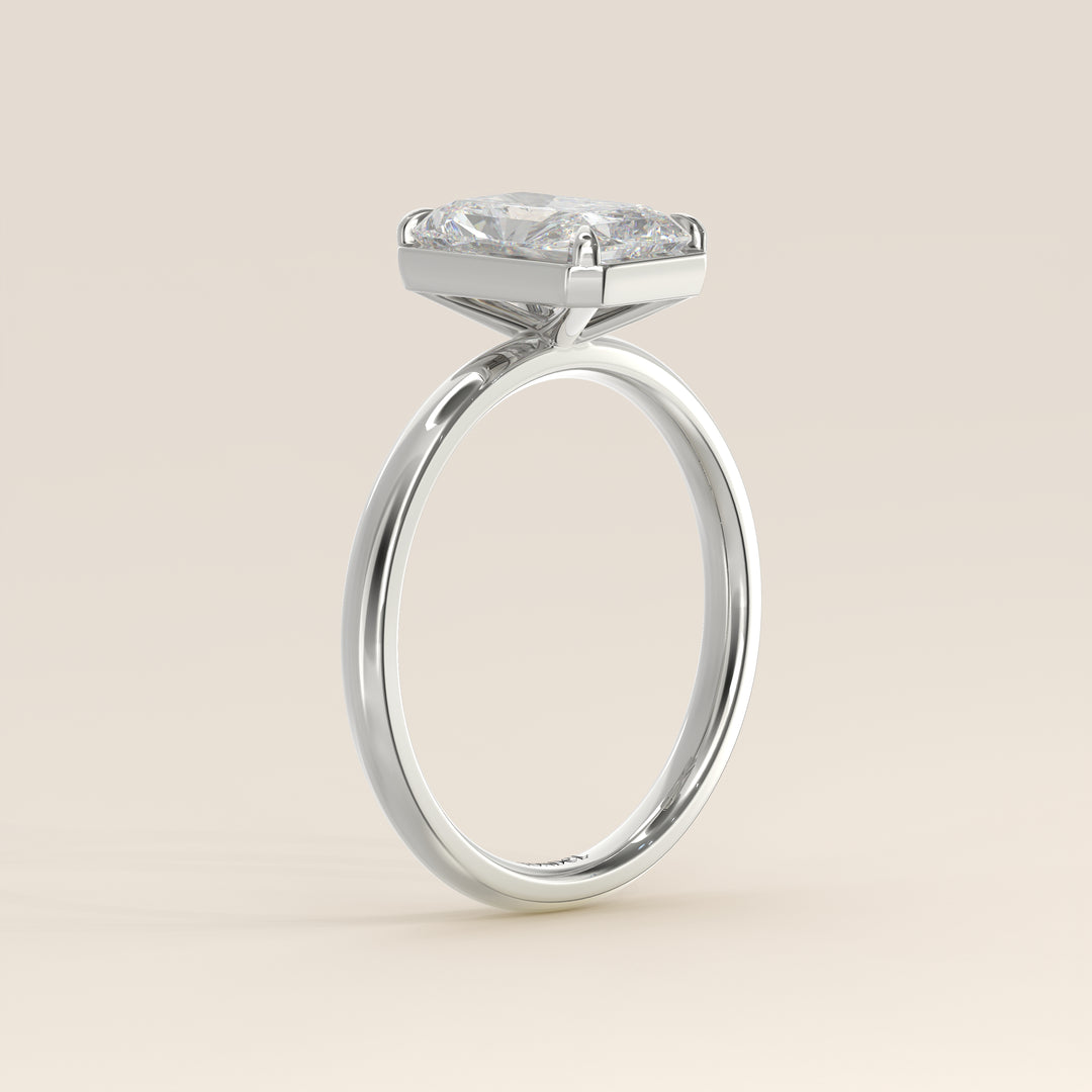 Belle - Radiant Lab Grown Diamond Ring Solitair with Faux Bezel Setting