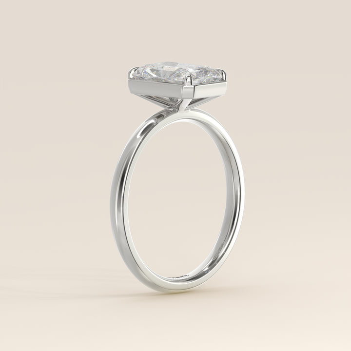 Belle - Radiant Lab Grown Diamond Ring Solitair with Faux Bezel Setting