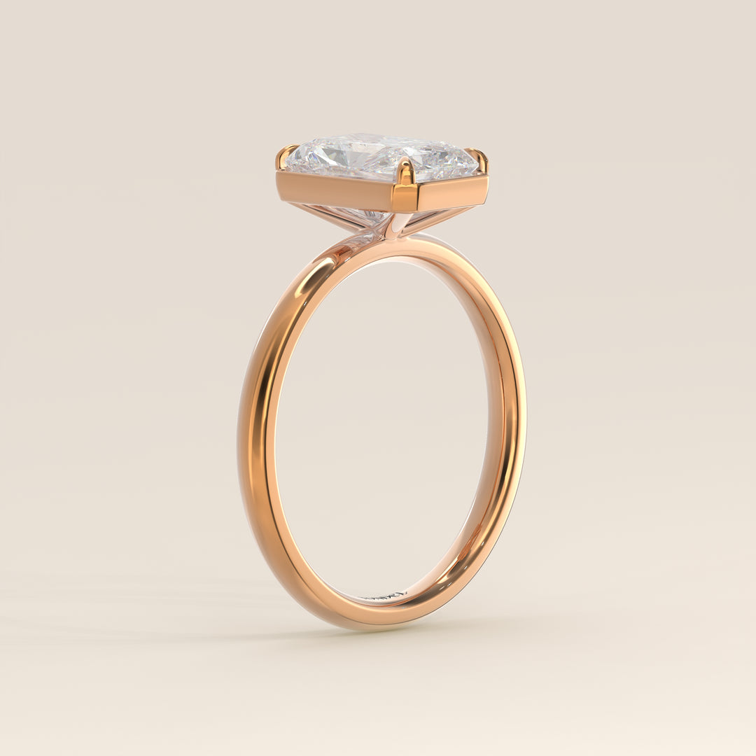 Belle - Radiant Lab Grown Diamond Ring Solitair with Faux Bezel Setting