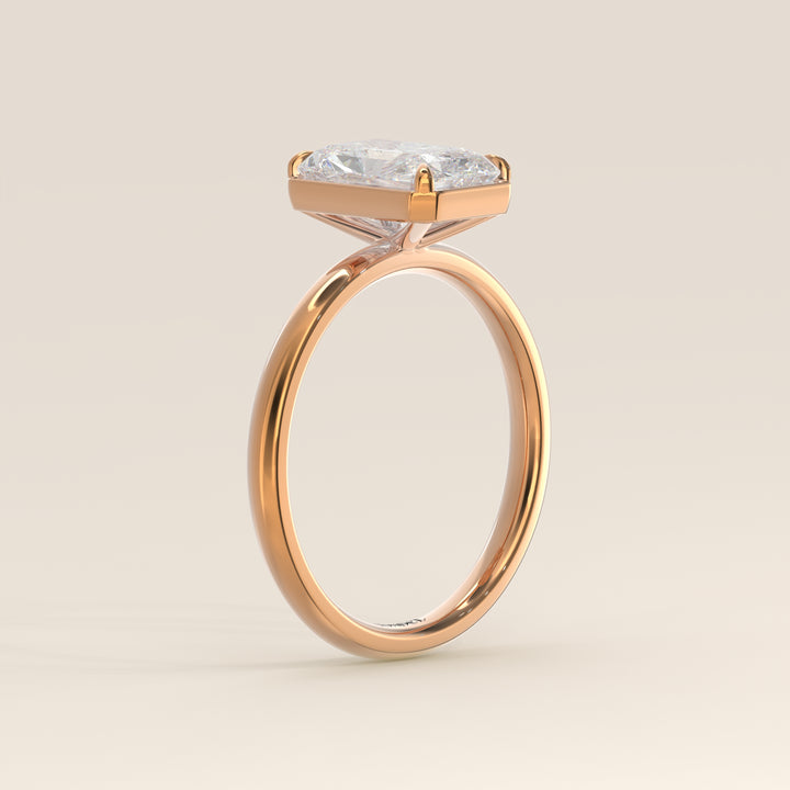 Belle - Radiant Lab Grown Diamond Ring Solitair with Faux Bezel Setting