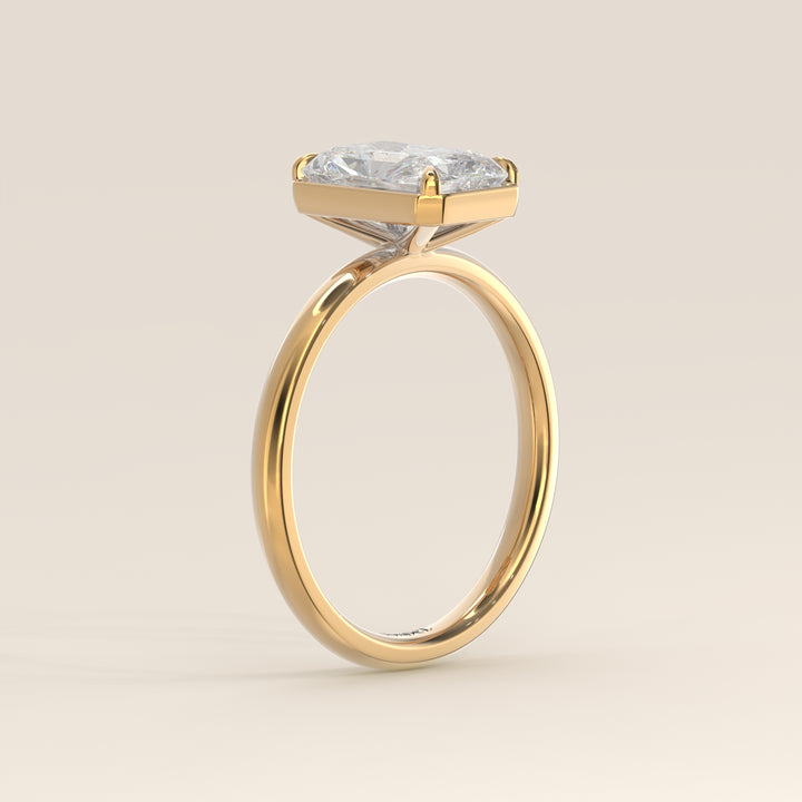 Belle - Radiant Lab Grown Diamond Ring Solitair with Faux Bezel Setting