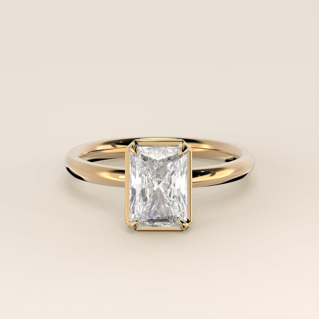Belle - Radiant Lab Grown Diamond Ring Solitair with Faux Bezel Setting