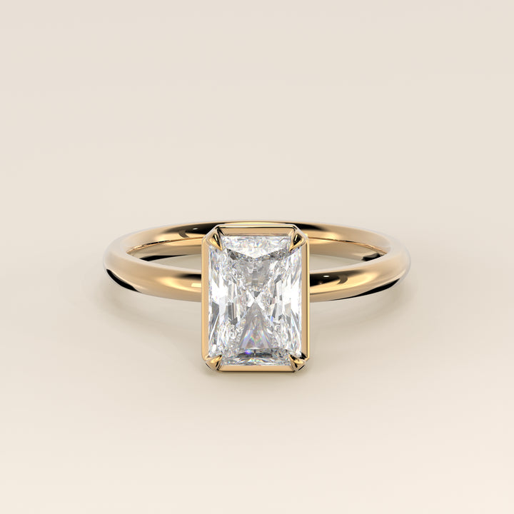 Belle - Radiant Lab Grown Diamond Ring Solitair with Faux Bezel Setting