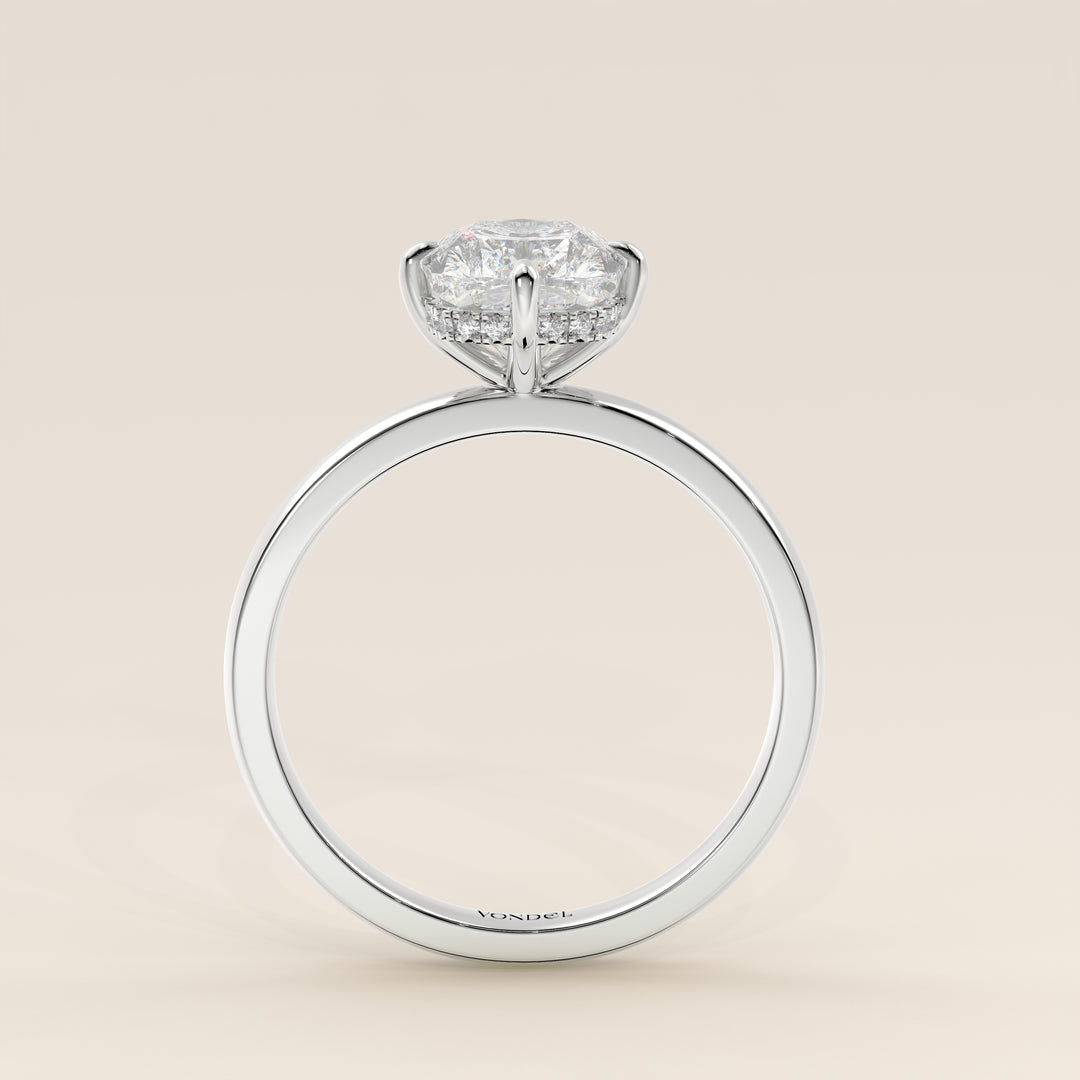 Camila - Elongated Cushion Lab Grown Diamond Ring Solitair with Compass Prongs and Hidden Halo (kopie)