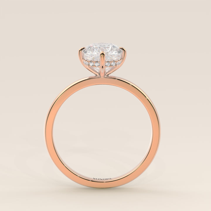Camila - Elongated Cushion Lab Grown Diamond Ring Solitair with Compass Prongs and Hidden Halo (kopie)