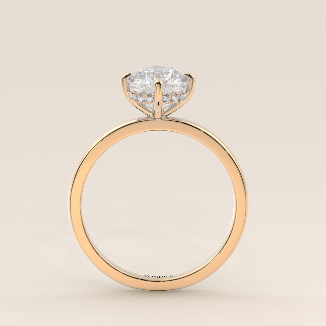 Camila - Elongated Cushion Lab Grown Diamond Ring Solitair with Compass Prongs and Hidden Halo (kopie)
