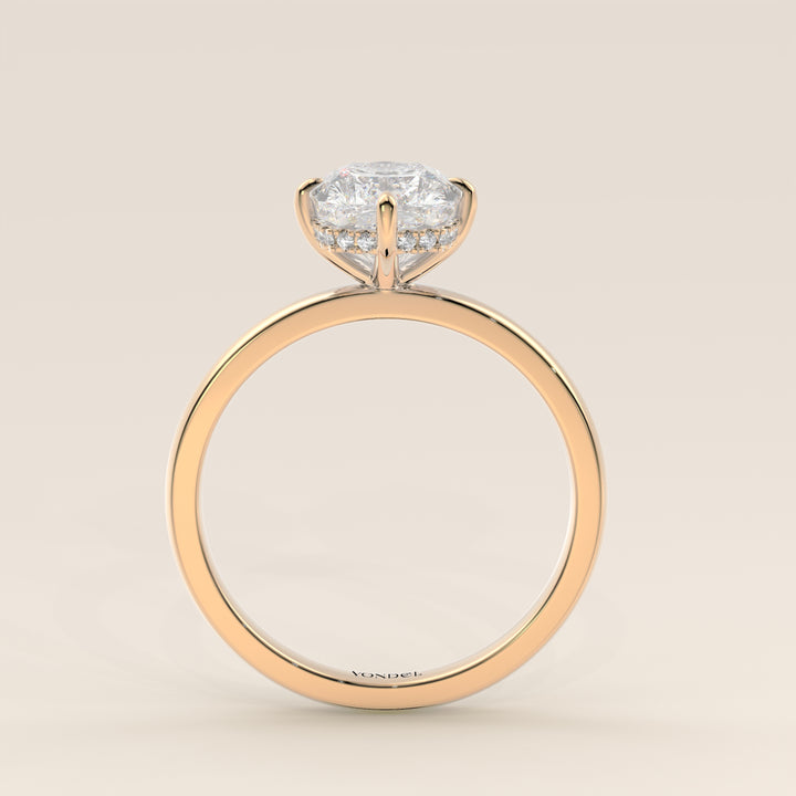 Camila - Elongated Cushion Lab Grown Diamond Ring Solitair with Compass Prongs and Hidden Halo (kopie)