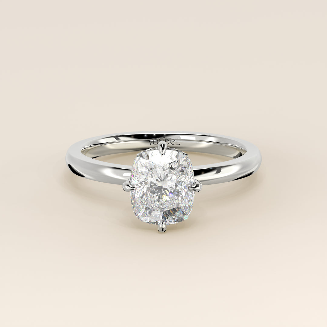 Camila - Elongated Cushion Lab Grown Diamond Ring Solitair with Compass Prongs and Hidden Halo (kopie)