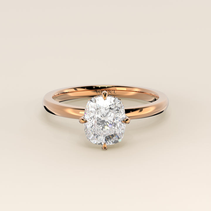 Camila - Elongated Cushion Lab Grown Diamond Ring Solitair with Compass Prongs and Hidden Halo (kopie)