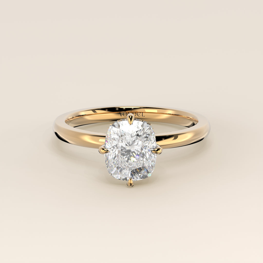 Camila - Elongated Cushion Lab Grown Diamond Ring Solitair with Compass Prongs and Hidden Halo (kopie)