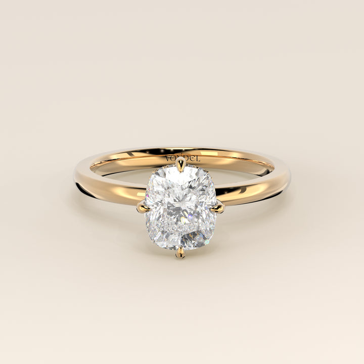 Camila - Elongated Cushion Lab Grown Diamond Ring Solitair with Compass Prongs and Hidden Halo (kopie)