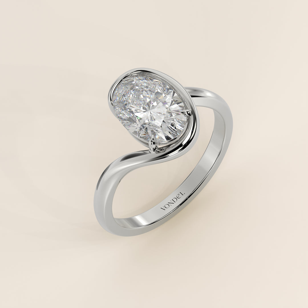 Bente - Oval Lab Grown Diamond Half Bezel Wave Ring