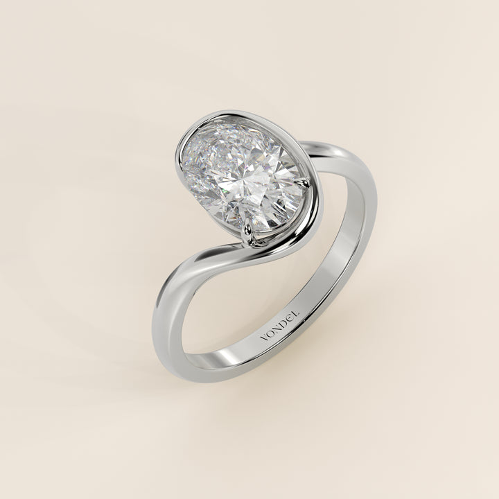 Bente - Oval Lab Grown Diamond Half Bezel Wave Ring