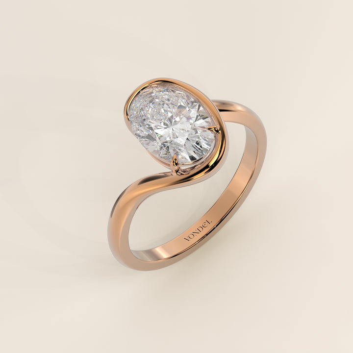 Bente - Oval Lab Grown Diamond Half Bezel Wave Ring