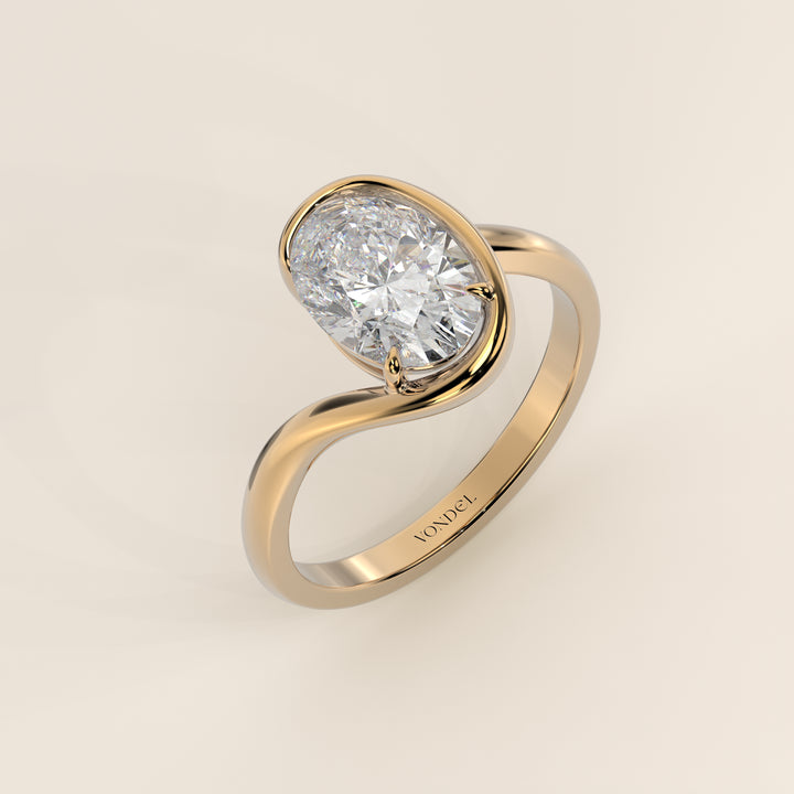 Bente - Oval Lab Grown Diamond Half Bezel Wave Ring