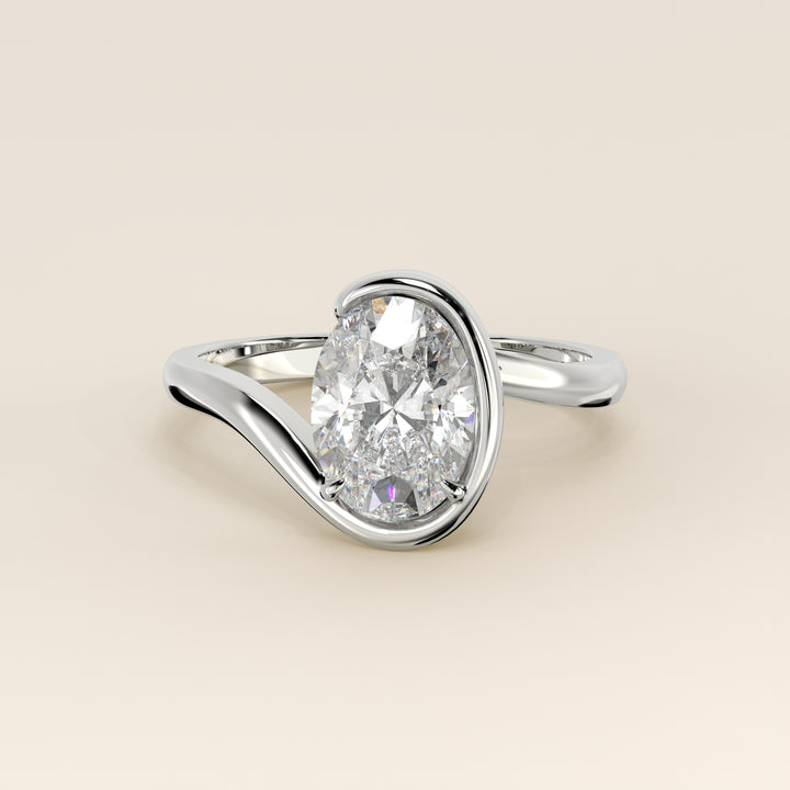 Bente - Oval Lab Grown Diamond Half Bezel Wave Ring