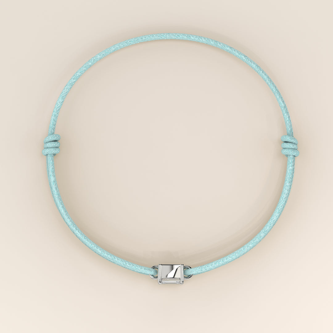 Nora - Emerald Lab Grown Diamond Pendant Bracelet with Satin Cord