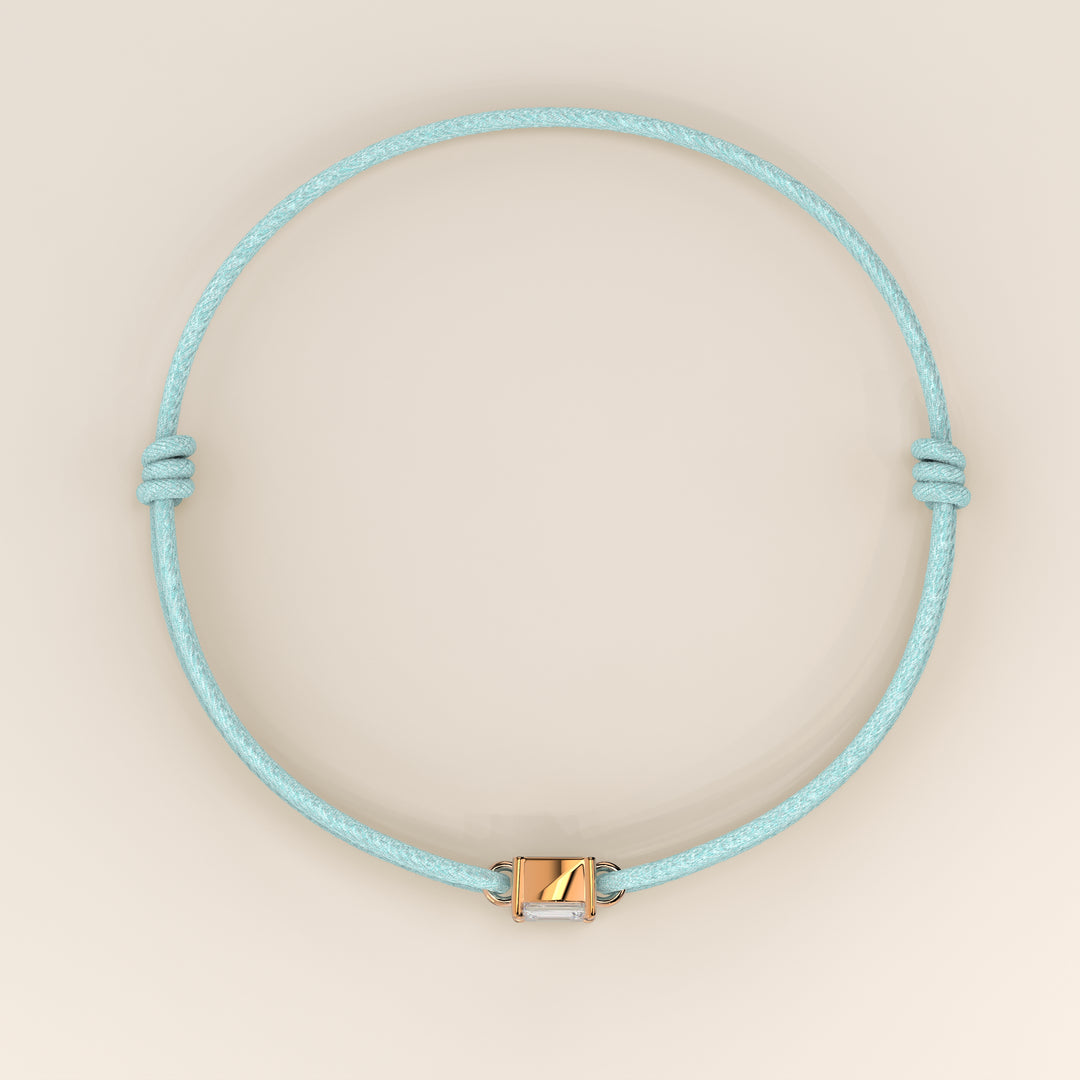 Nora - Emerald Lab Grown Diamond Pendant Bracelet with Satin Cord