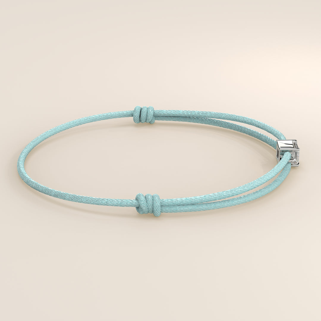 Nora - Emerald Lab Grown Diamond Pendant Bracelet with Satin Cord