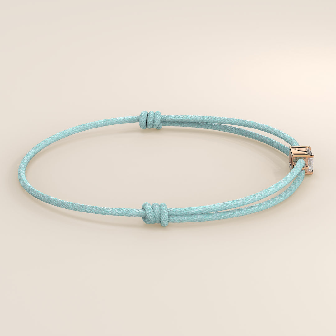 Nora - Emerald Lab Grown Diamond Pendant Bracelet with Satin Cord