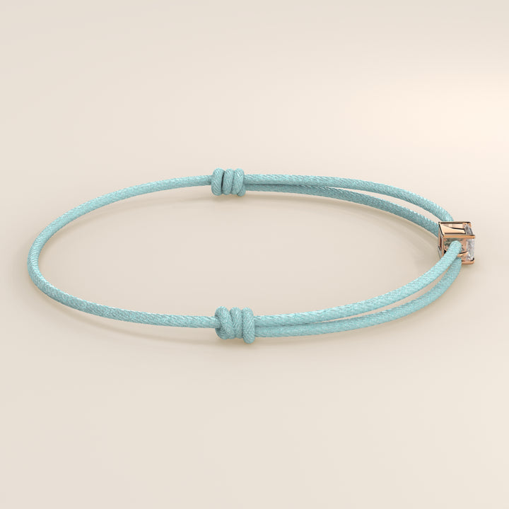 Nora - Emerald Lab Grown Diamond Pendant Bracelet with Satin Cord