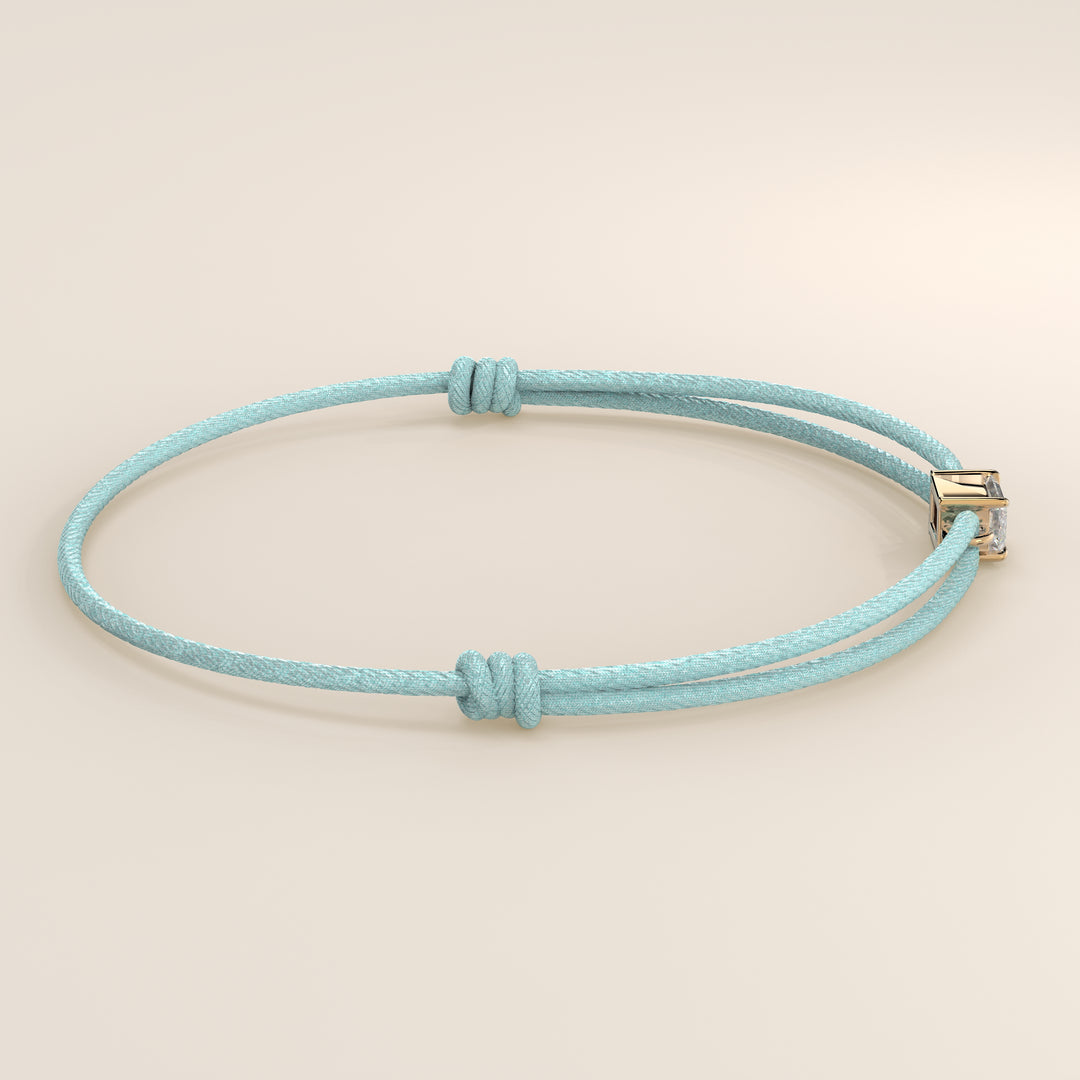 Nora - Emerald Lab Grown Diamond Pendant Bracelet with Satin Cord