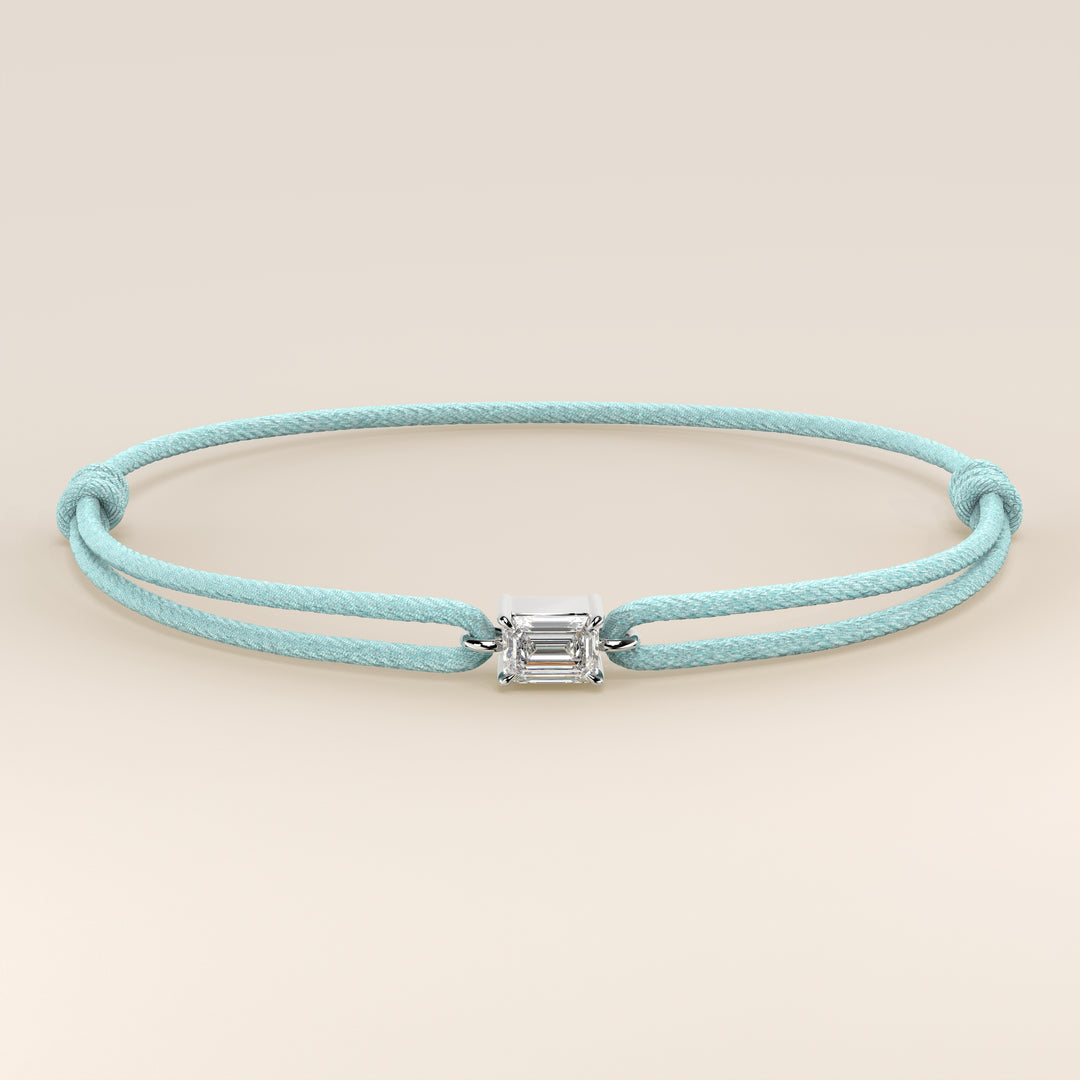 Nora - Emerald Lab Grown Diamond Pendant Bracelet with Satin Cord