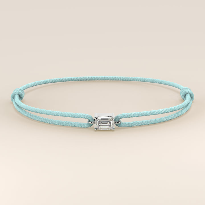 Nora - Emerald Lab Grown Diamond Pendant Bracelet with Satin Cord