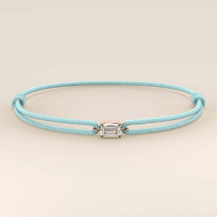 Nora - Emerald Lab Grown Diamond Pendant Bracelet with Satin Cord