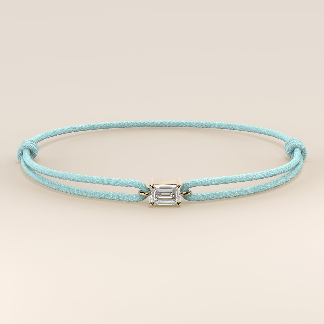 Nora - Emerald Lab Grown Diamond Pendant Bracelet with Satin Cord