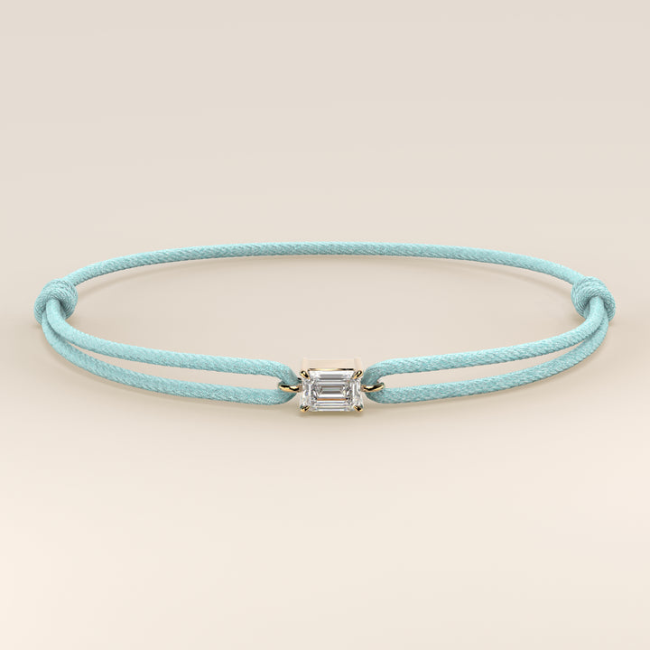 Nora - Emerald Lab Grown Diamond Pendant Bracelet with Satin Cord