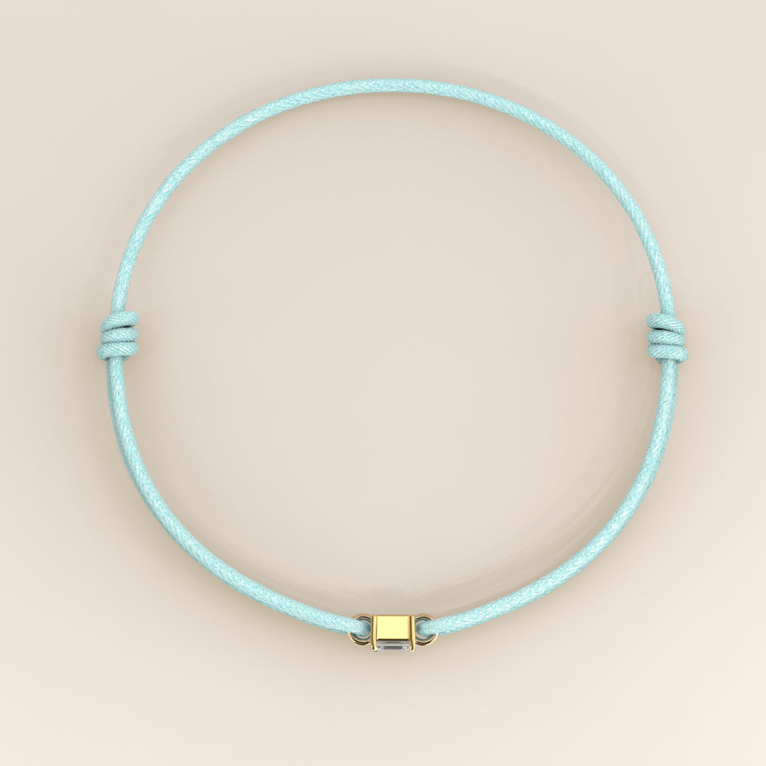 Nora - Emerald Lab Grown Diamond Pendant Bracelet with Satin Cord