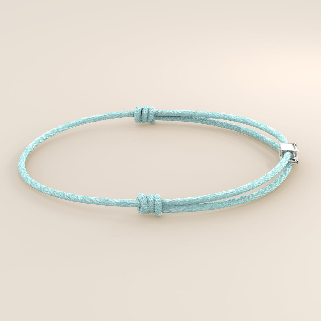Nora - Emerald Lab Grown Diamond Pendant Bracelet with Satin Cord