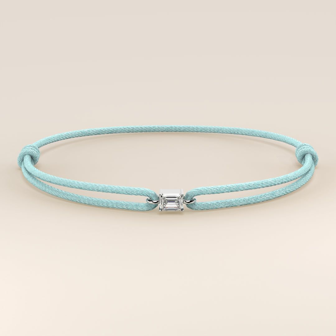 Nora - Emerald Lab Grown Diamond Pendant Bracelet with Satin Cord