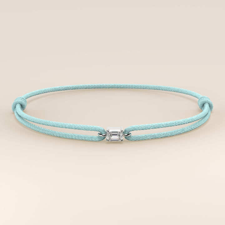 Nora - Emerald Lab Grown Diamond Pendant Bracelet with Satin Cord