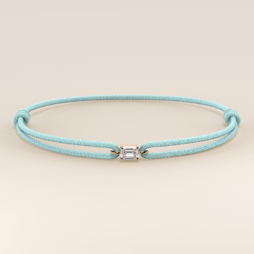 Nora - Emerald Lab Grown Diamond Pendant Bracelet with Satin Cord