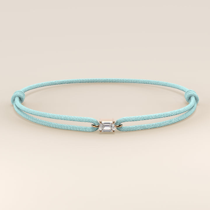 Nora - Emerald Lab Grown Diamond Pendant Bracelet with Satin Cord