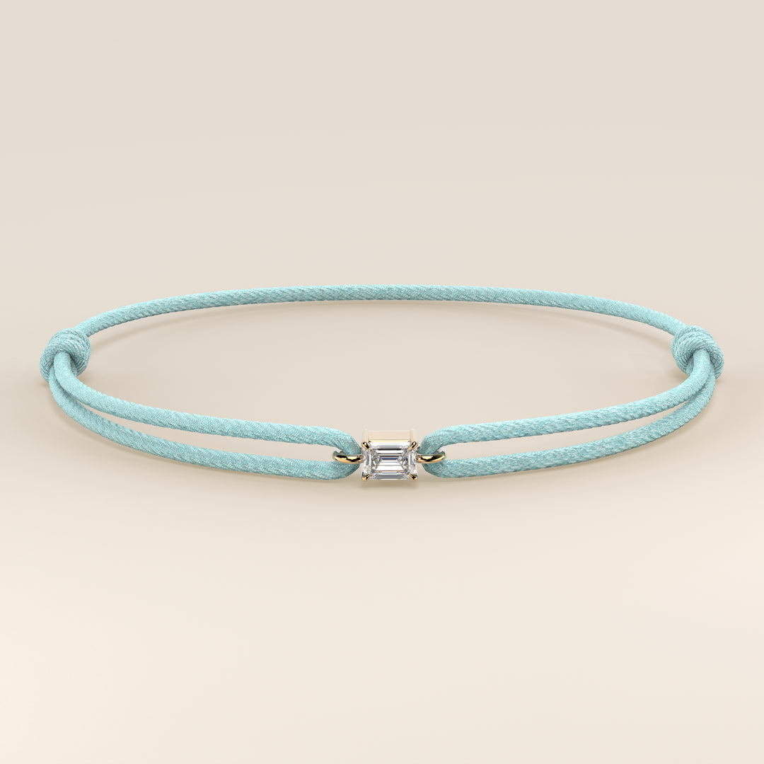 Nora - Emerald Lab Grown Diamond Pendant Bracelet with Satin Cord