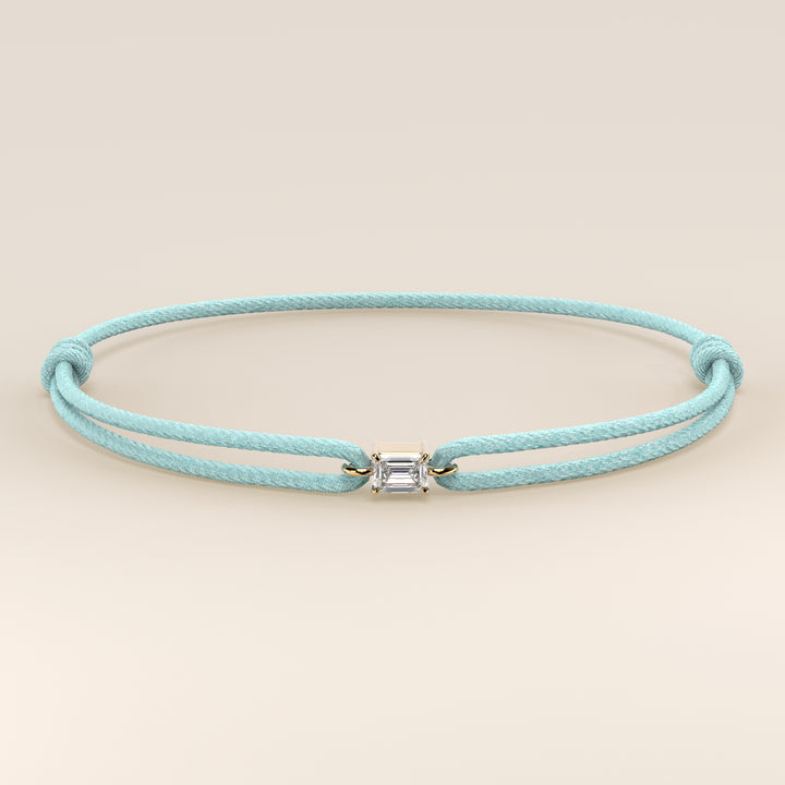 Nora - Emerald Lab Grown Diamond Pendant Bracelet with Satin Cord