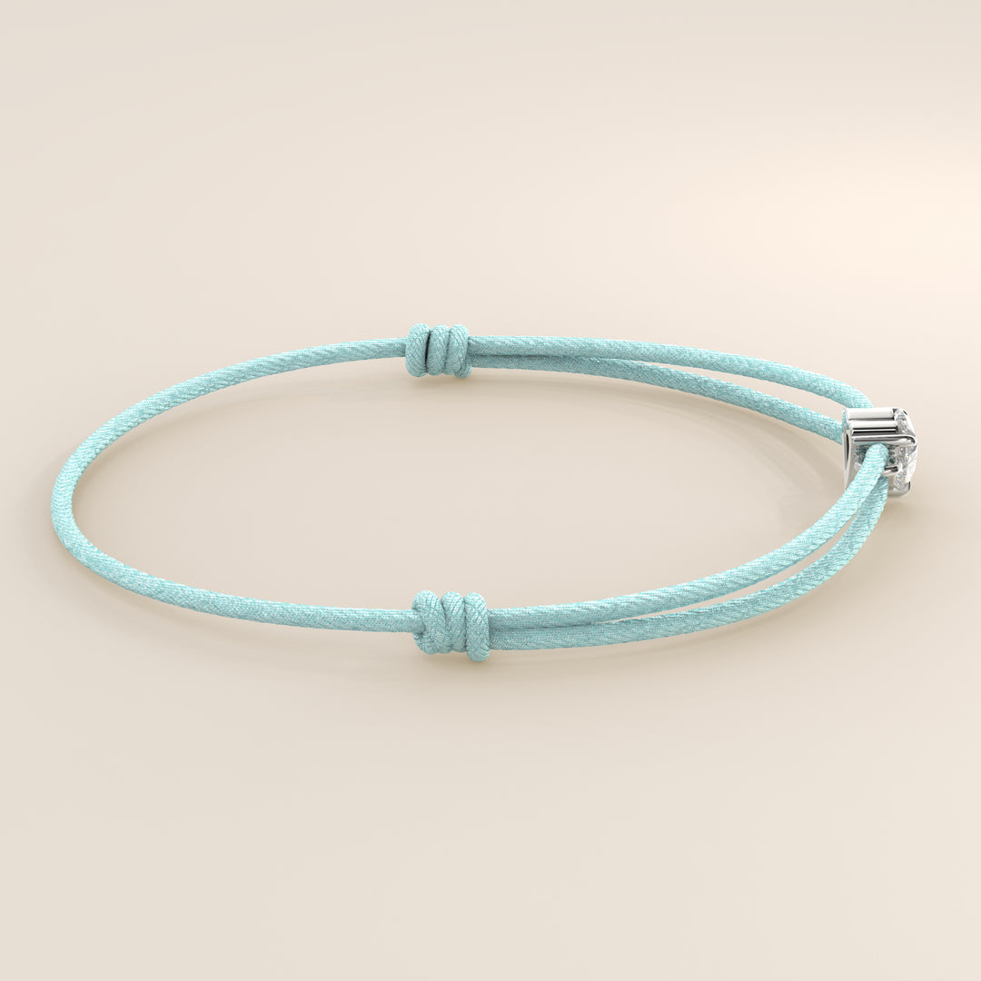 Nora - Heart Lab Grown Diamond Pendant Bracelet with Satin Cord - 0,25 ct