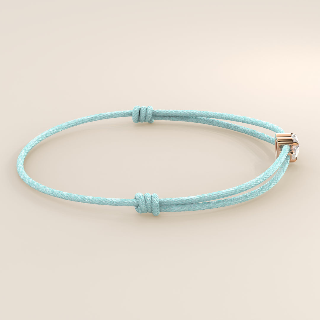 Nora - Heart Lab Grown Diamond Pendant Bracelet with Satin Cord - 0,25 ct