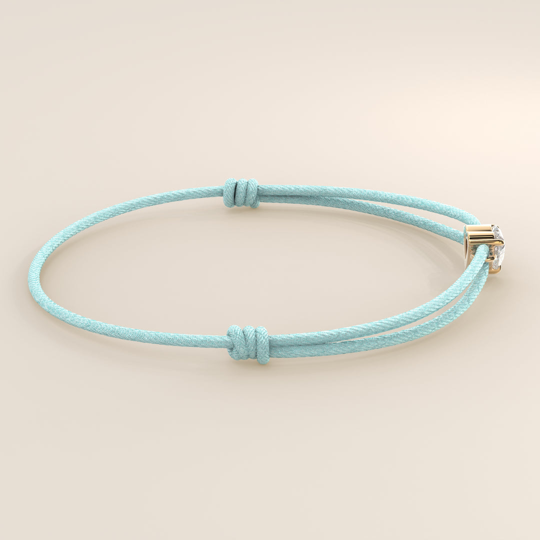 Nora - Heart Lab Grown Diamond Pendant Bracelet with Satin Cord - 0,25 ct