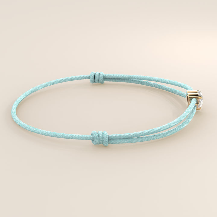 Nora - Heart Lab Grown Diamond Pendant Bracelet with Satin Cord - 0,25 ct