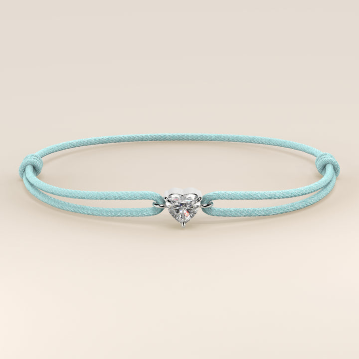 Nora - Heart Lab Grown Diamond Pendant Bracelet with Satin Cord - 0,25 ct