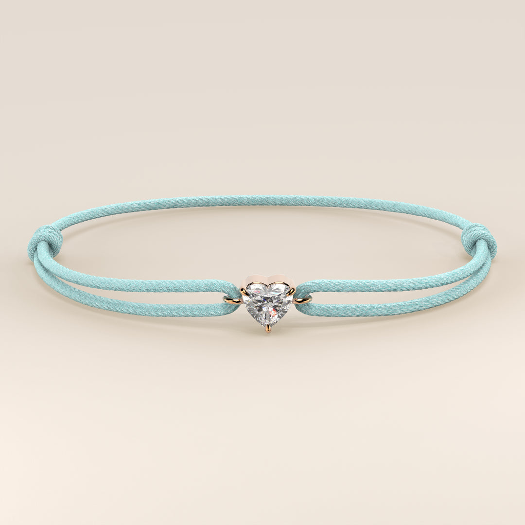 Nora - Heart Lab Grown Diamond Pendant Bracelet with Satin Cord - 0,25 ct