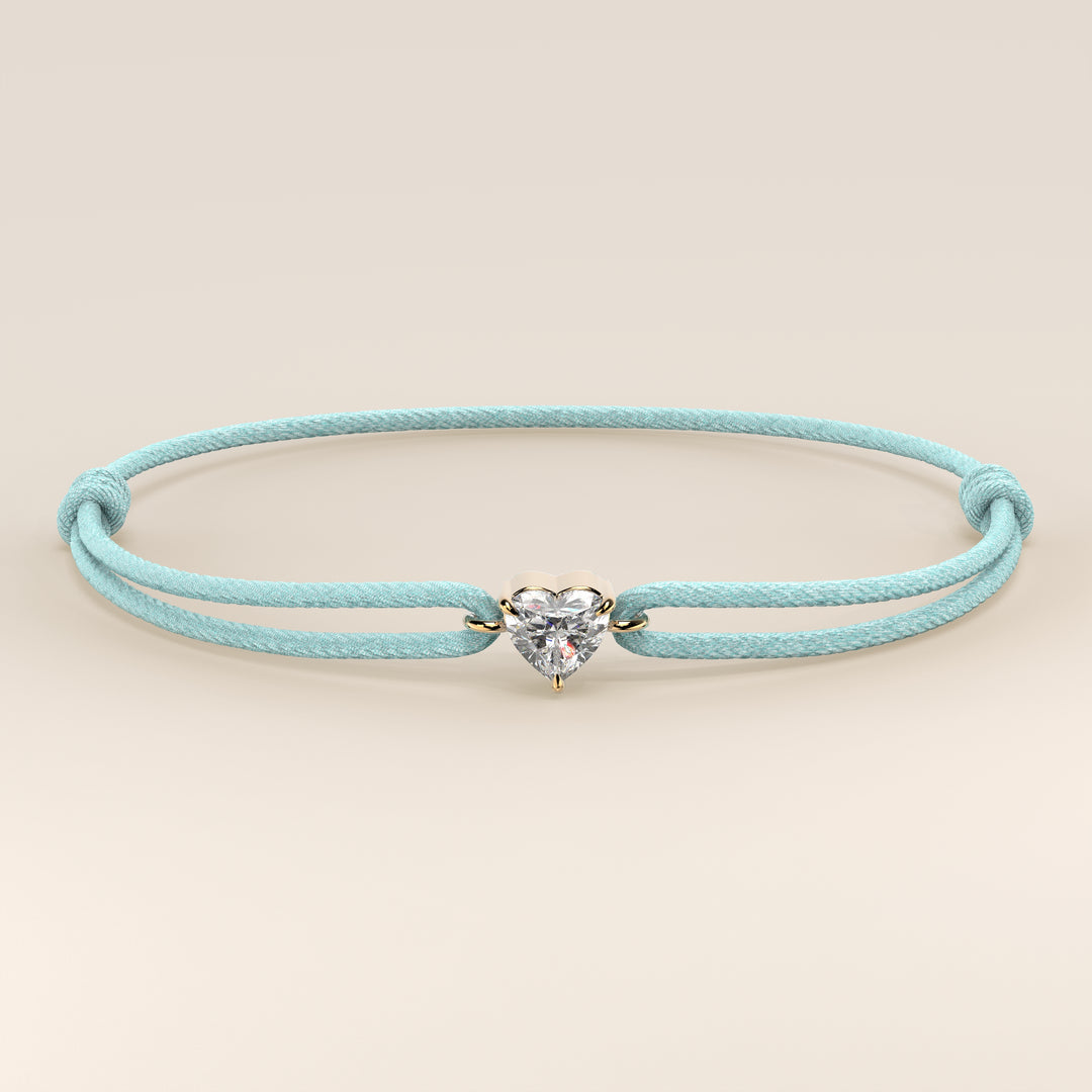 Nora - Heart Lab Grown Diamond Pendant Bracelet with Satin Cord - 0,25 ct
