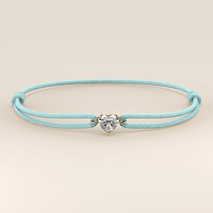 Nora - Heart Lab Grown Diamond Pendant Bracelet with Satin Cord - 0,25 ct
