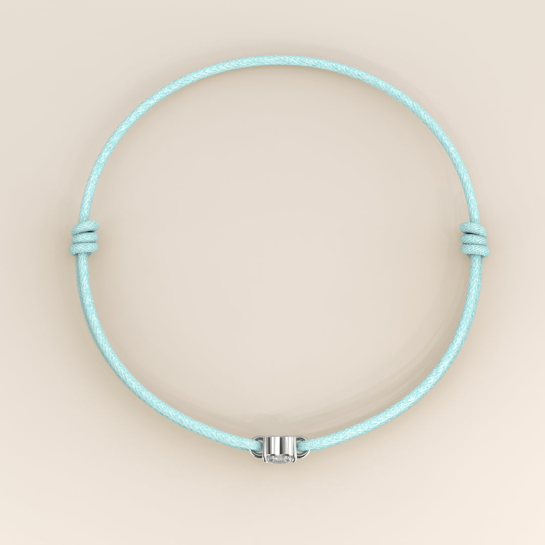 Nora - Heart Lab Grown Diamond Pendant Bracelet with Satin Cord - 0,25 ct