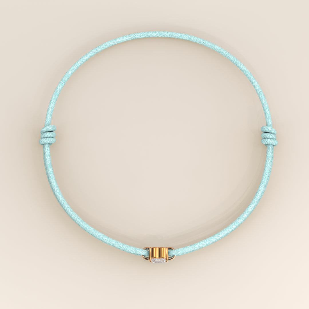 Nora - Heart Lab Grown Diamond Pendant Bracelet with Satin Cord - 0,25 ct