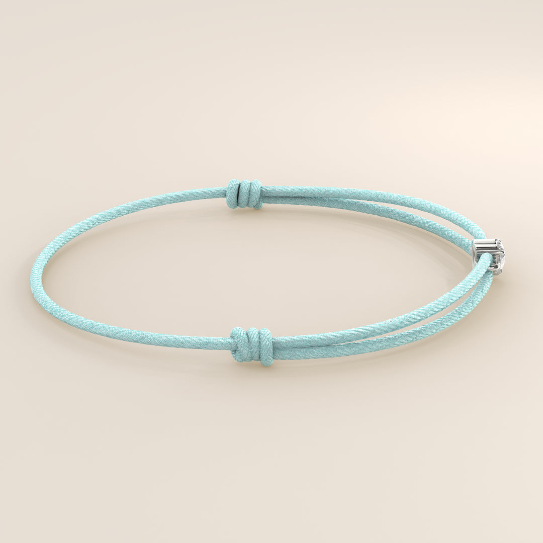Nora - Heart Lab Grown Diamond Pendant Bracelet with Satin Cord - 0,25 ct